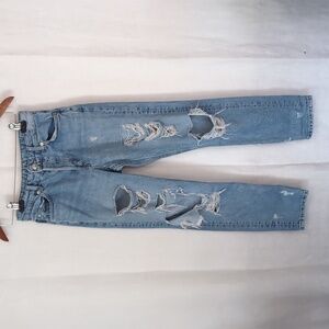 H&M Denim Light Wash Destroyed Low Waist Boyfriend Fit Size 0